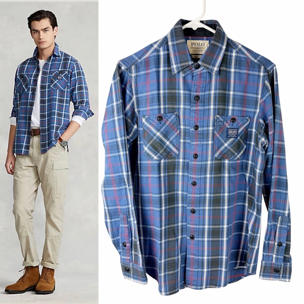 POLO RALPH LAUREN Men’s Classic Fit Denim & Supply Plaid Flannel Workshirt
